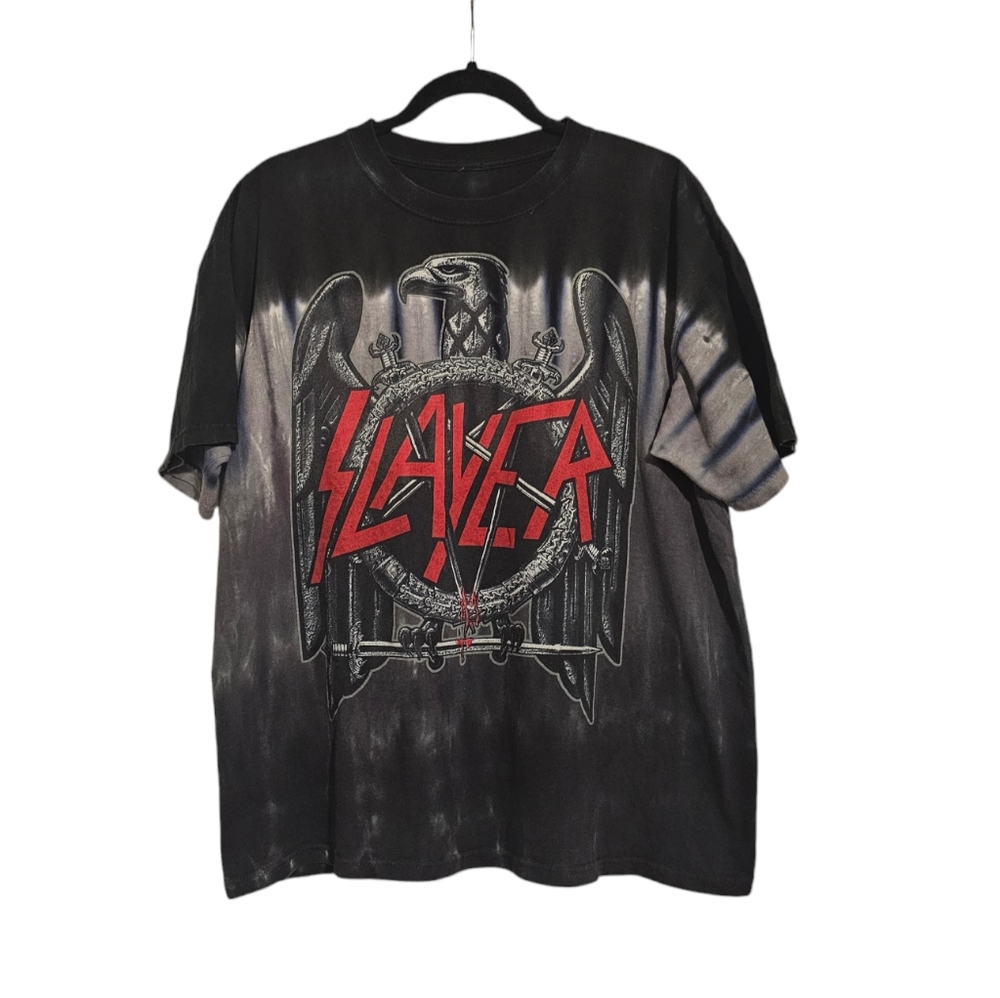 Vintage 2009 Slayer Short Sleeve Graphic Tie Dye T Shirt Band Tee Size L